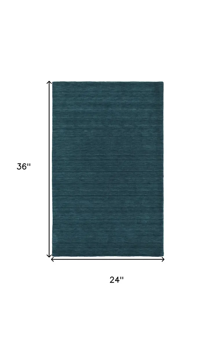 2' X 3' Blue Green Wool Hand Woven Area Rug