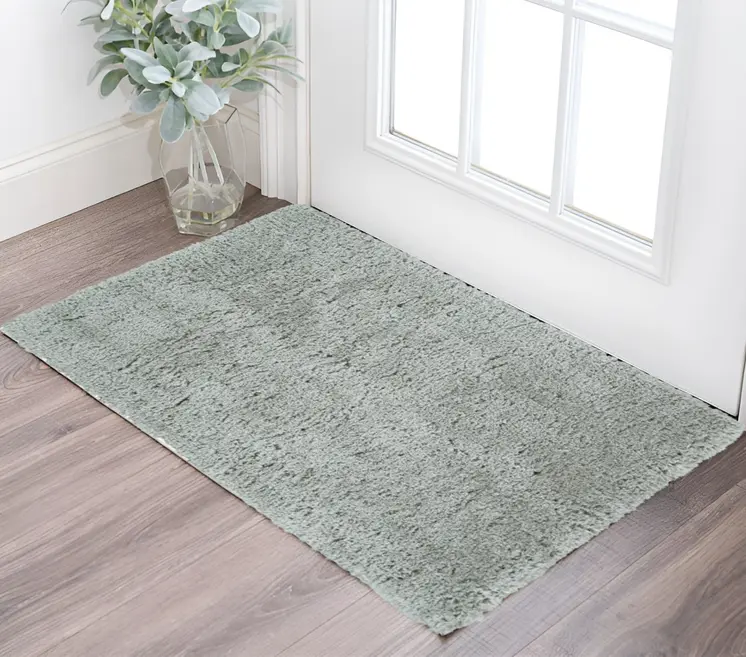2' X 3' Gray Silver And Taupe Shag Tufted Handmade Stain Resistant Area Rug