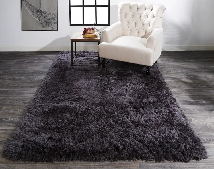 8' X 11' Gray Shag Hand Tufted Area Rug
