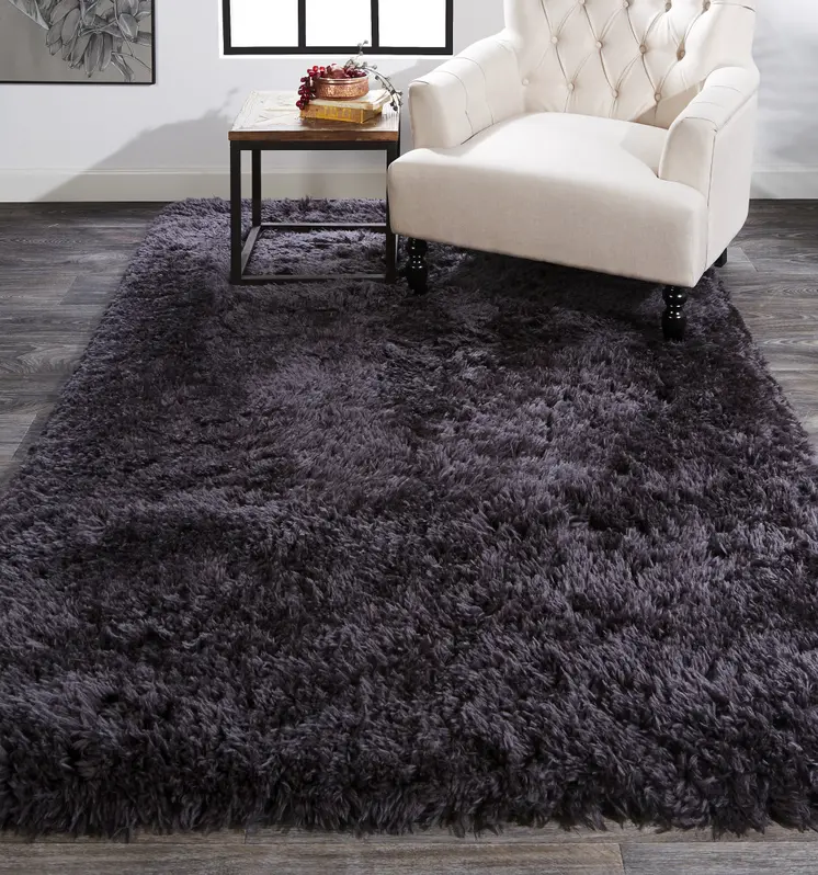 8' X 11' Gray Shag Hand Tufted Area Rug