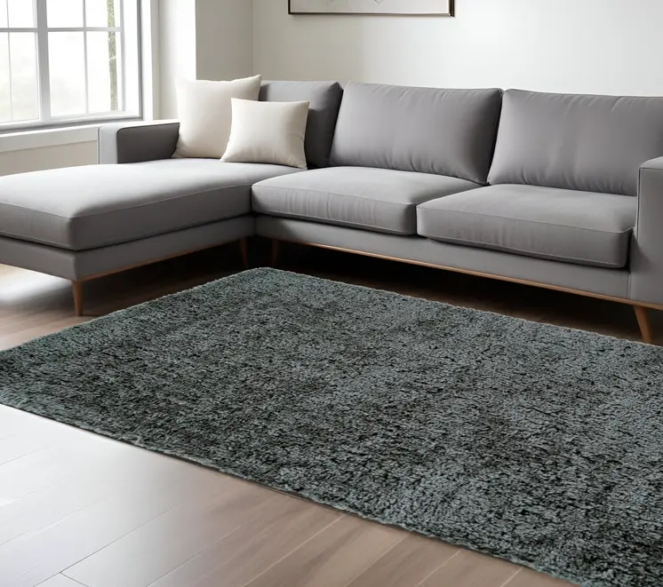 8' X 11' Gray Shag Hand Tufted Area Rug