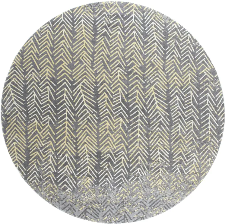 8' Gray and White Abstract Non Skid Round Rug