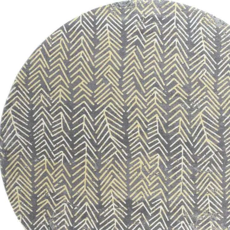 8' Gray and White Abstract Non Skid Round Rug