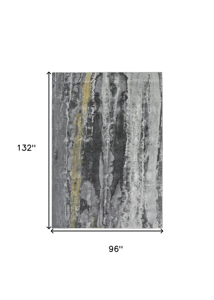 8' X 11' Gray and Black Abstract Non Skid Area Rug