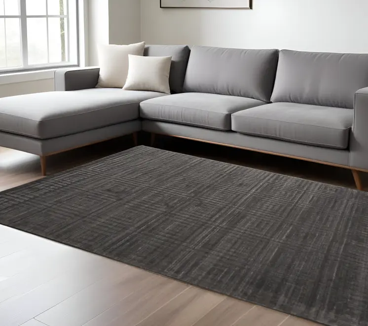 5' X 8' Gray Geometric Hand Woven Area Rug