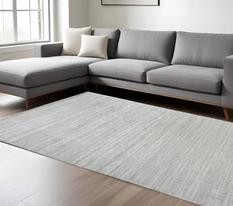 6' X 9' Ivory Geometric Hand Woven Area Rug