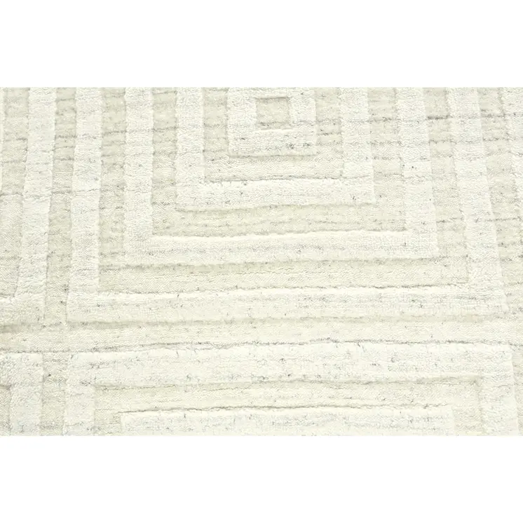8' Ivory Geometric Hand Woven Runner Rug
