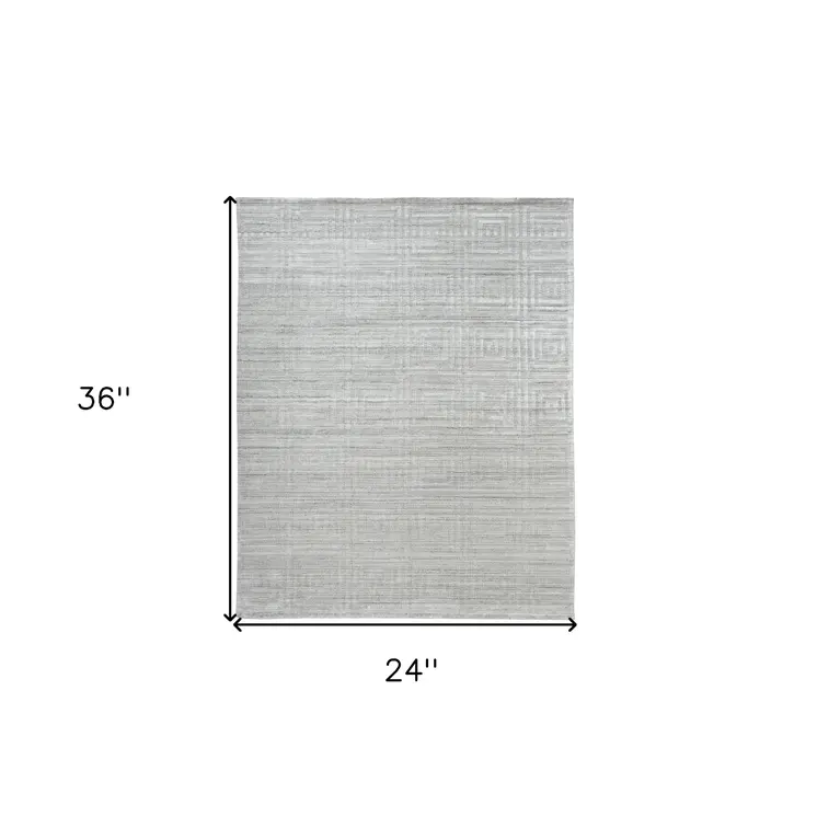 2' X 3' Ivory Geometric Hand Woven Area Rug