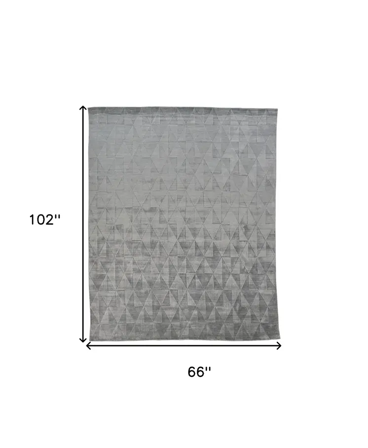 5' X 8' Gray Geometric Hand Woven Area Rug