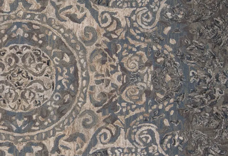 2' X 3' Gray Blue And Taupe Wool Abstract Tufted Handmade Stain Resistant Area Rug
