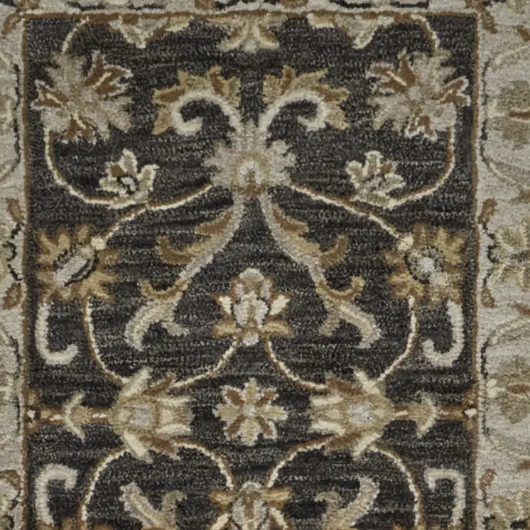 10' Gray and Ivory Wool Floral Hand Tufted Runner Rug