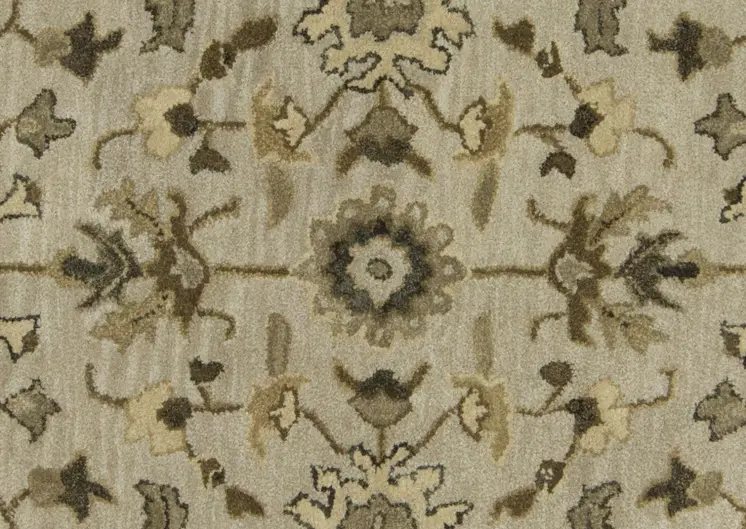 4' X 6' Gray and Ivory Wool Floral Hand Tufted Area Rug