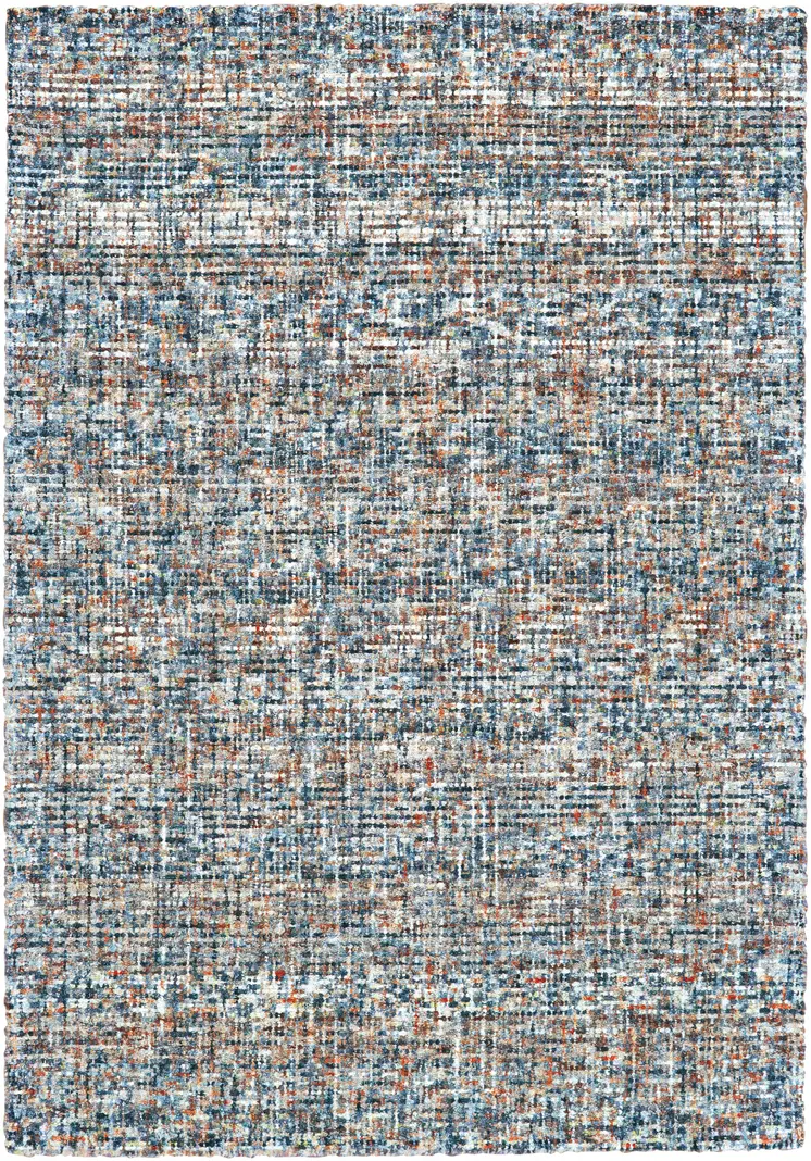 2' X 3' Blue Ivory And Orange Plaid Tufted Handmade Area Rug