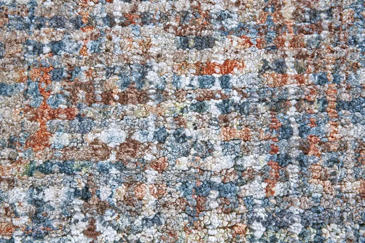 2' X 3' Blue Ivory And Orange Plaid Tufted Handmade Area Rug