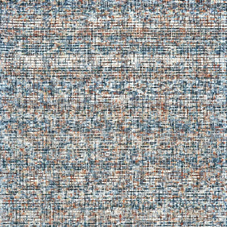 2' X 3' Blue Ivory And Orange Plaid Tufted Handmade Area Rug