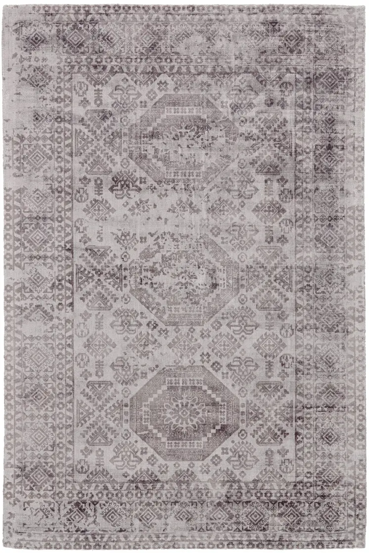 5' X 8' Gray Abstract Hand Woven Area Rug