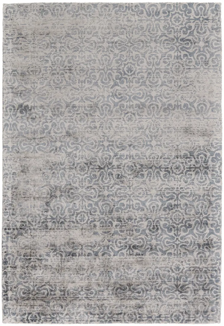 5' X 8' Gray and Ivory Abstract Hand Woven Area Rug