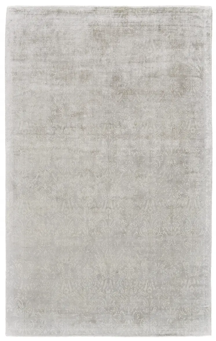5' X 8' Gray and Ivory Abstract Hand Woven Area Rug
