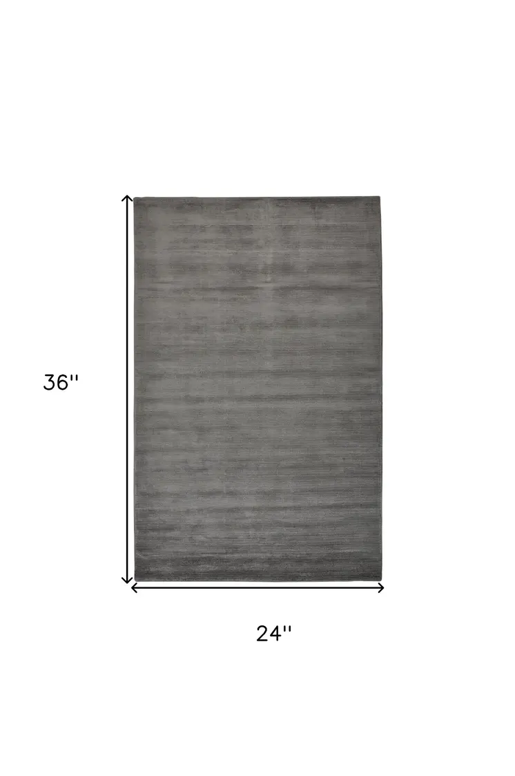 2' X 3' Gray And Black Hand Woven Area Rug