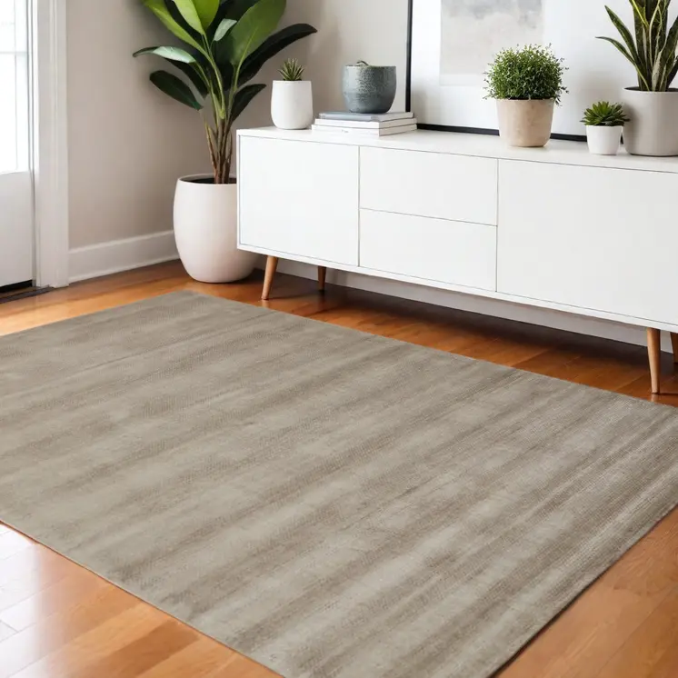 4' X 6' Tan Ivory And Taupe Hand Woven Area Rug
