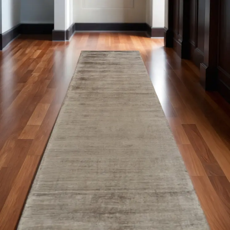 10' Ivory and Tan Hand Woven Runner Rug