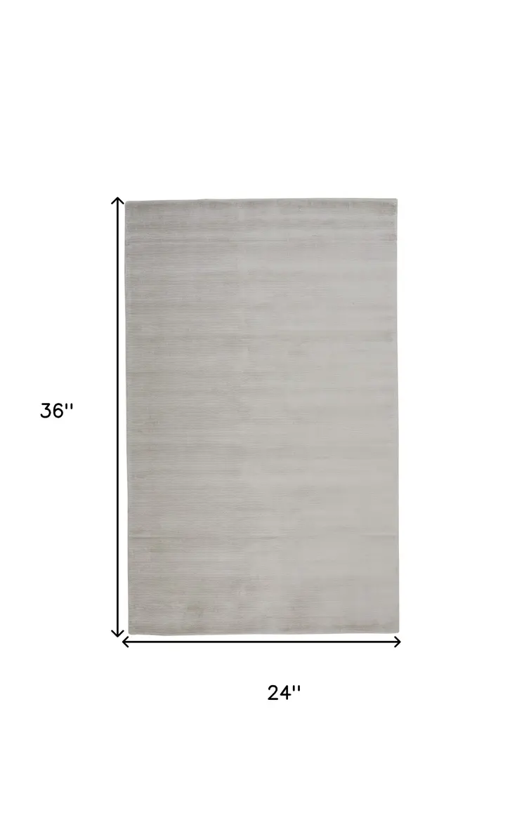2' X 3' Gray And Silver Hand Woven Distressed Area Rug