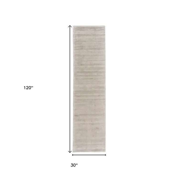 10' Ivory and Tan Hand Woven Runner Rug