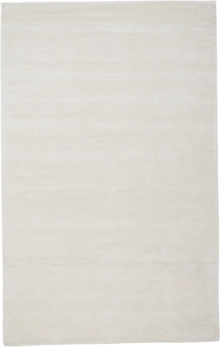 5' X 8' White Hand Woven Distressed Area Rug