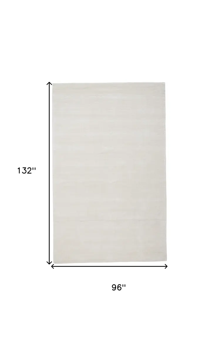 8' X 11' White Hand Woven Distressed Area Rug