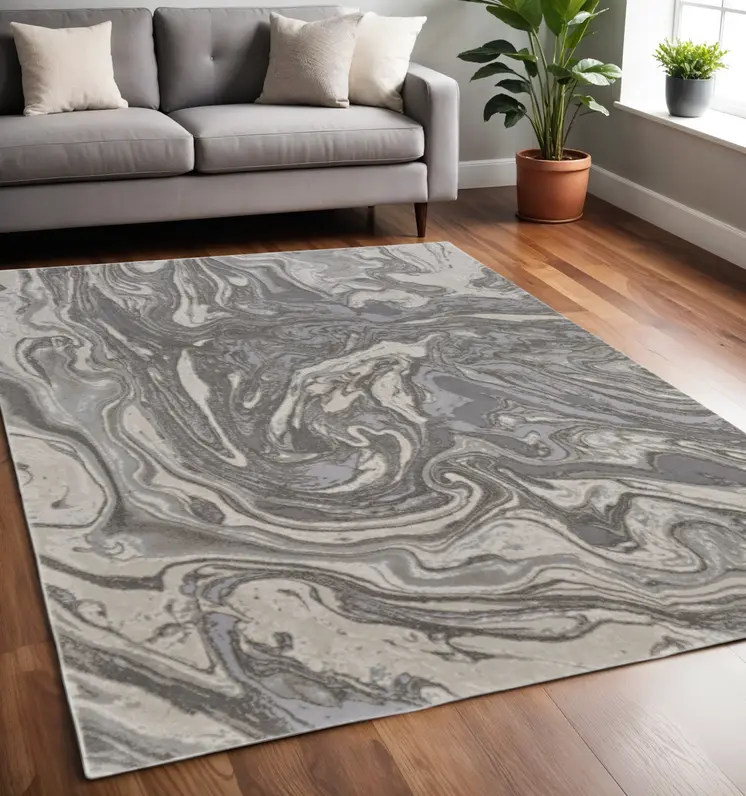 5' X 8' Gray Abstract Area Rug