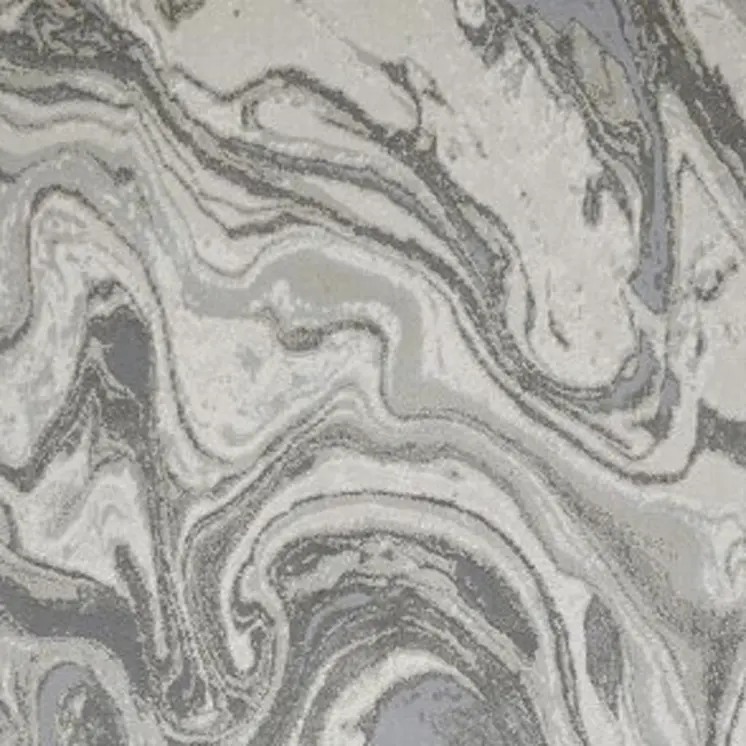 8' Gray Ivory and Silver Abstract Power Loom Distressed Runner Rug