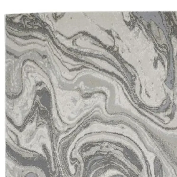 8' Gray Ivory and Silver Abstract Power Loom Distressed Runner Rug