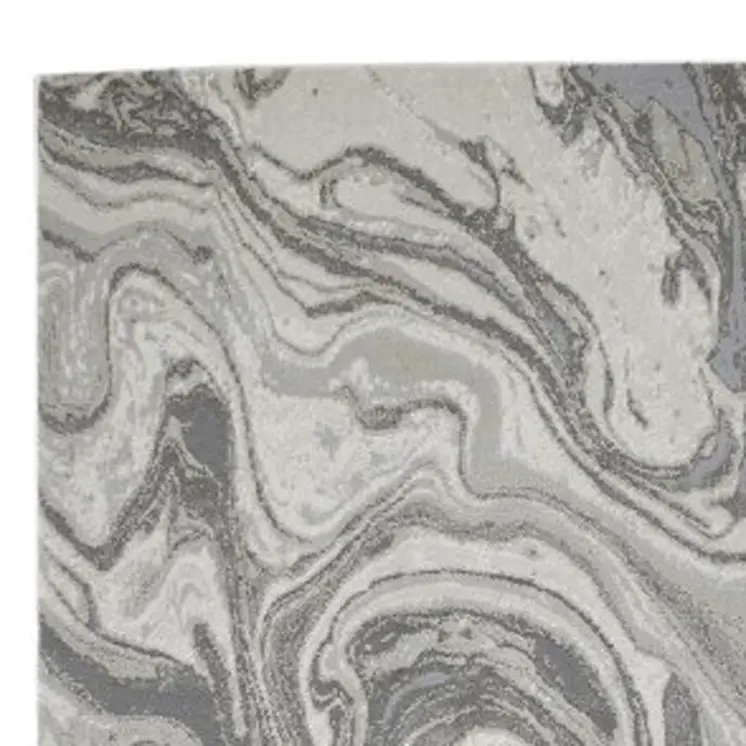 8' Gray Ivory and Silver Abstract Power Loom Distressed Runner Rug