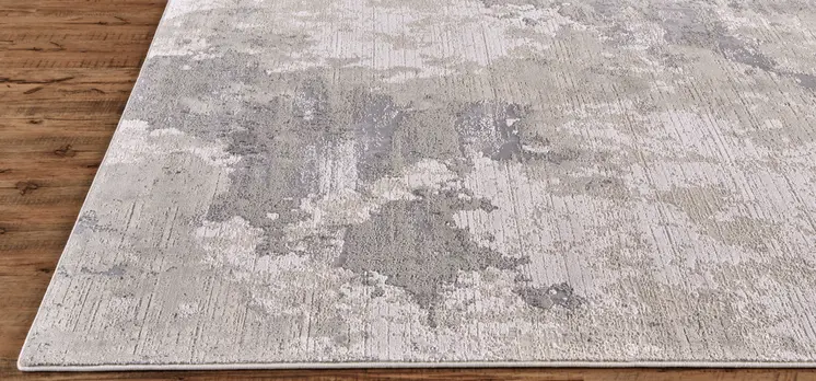 8' Ivory And Gray Abstract Stain Resistant Runner Rug