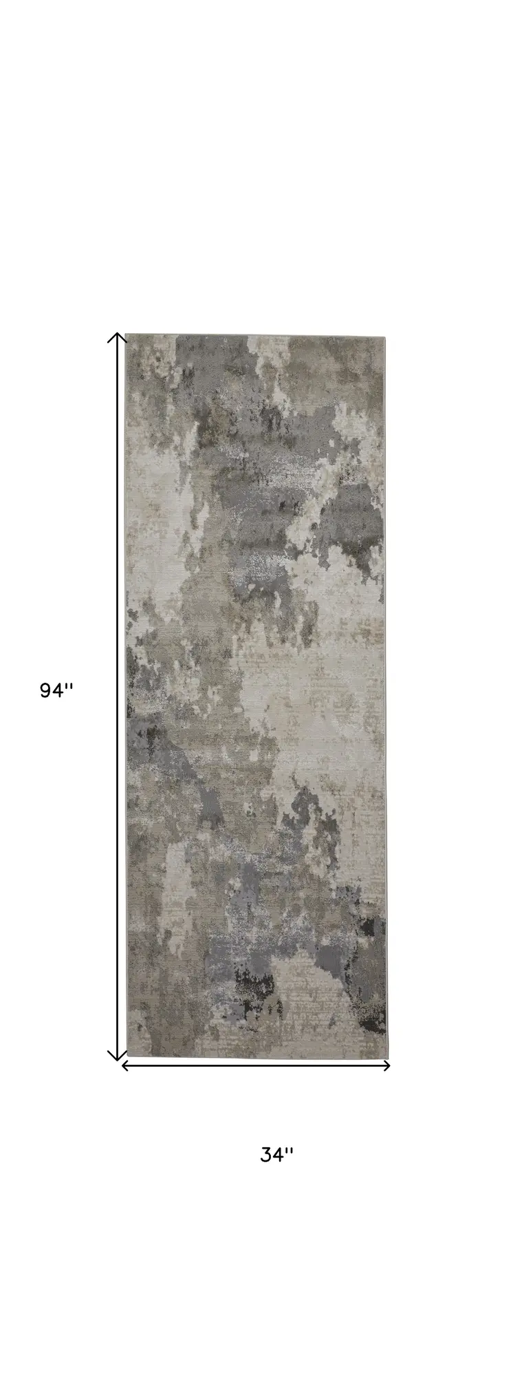 8' Ivory And Gray Abstract Stain Resistant Runner Rug