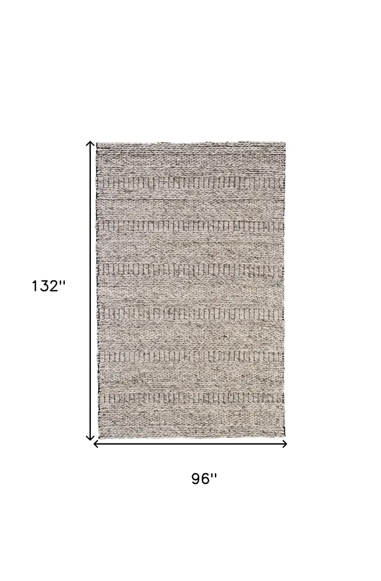 8' X 11' Gray and Ivory Wool Tribal Hand Woven Area Rug