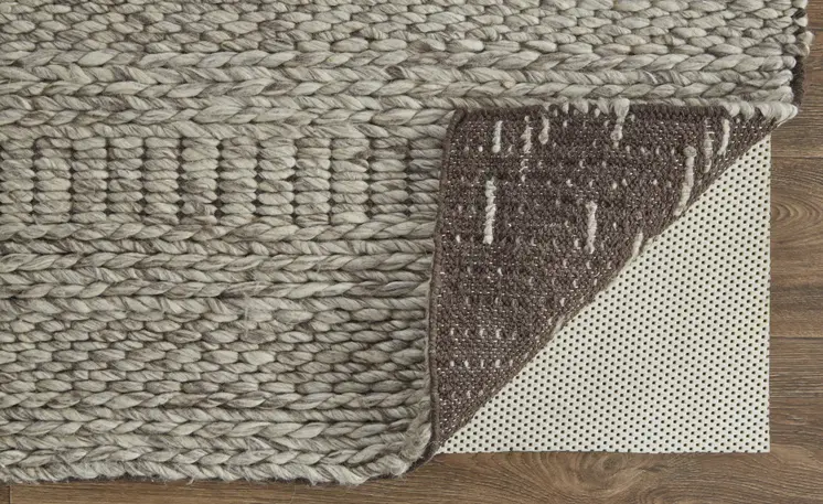 8' X 11' Gray and Ivory Wool Tribal Hand Woven Area Rug