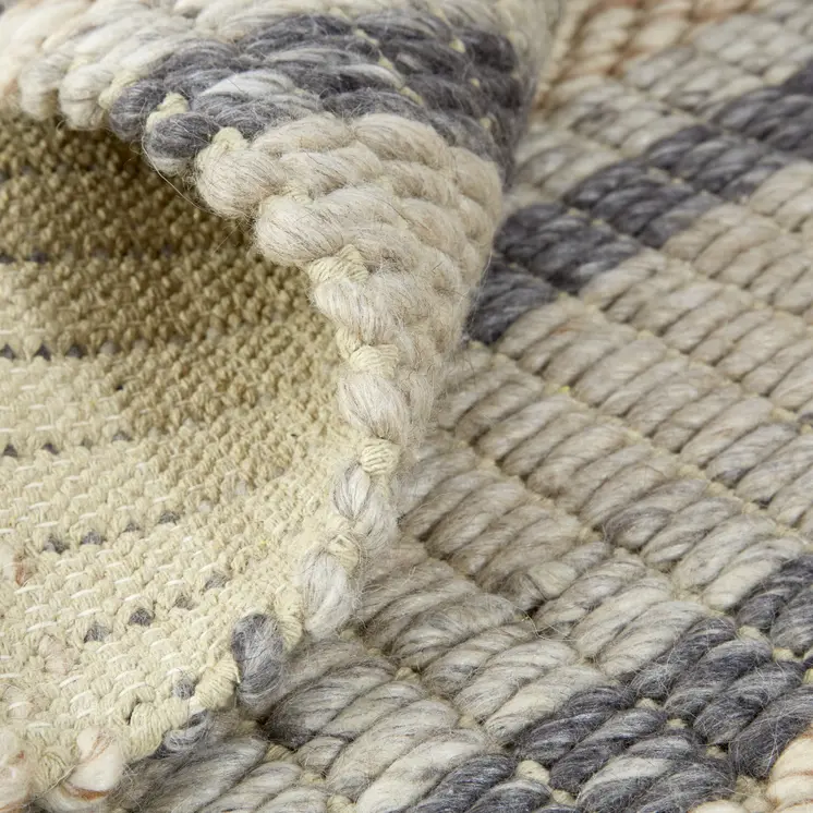 8' X 11' Gray and Ivory Wool Striped Hand Woven Area Rug