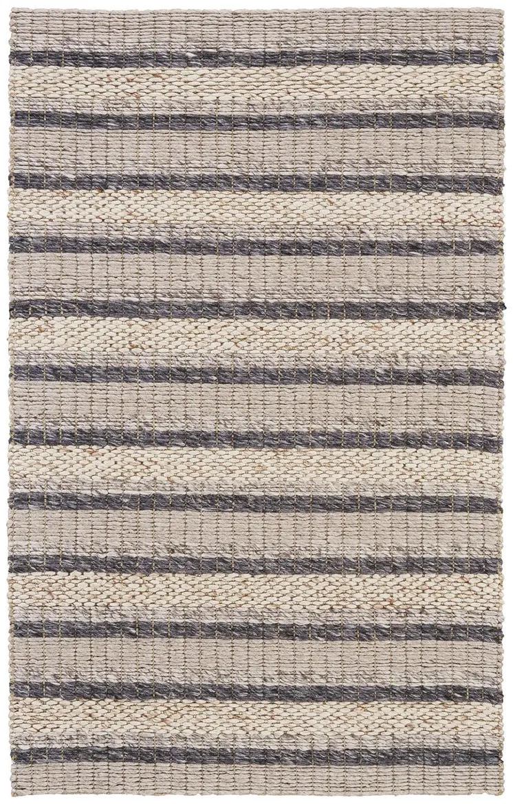 10' X 13' Gray and Ivory Wool Hand Woven Area Rug