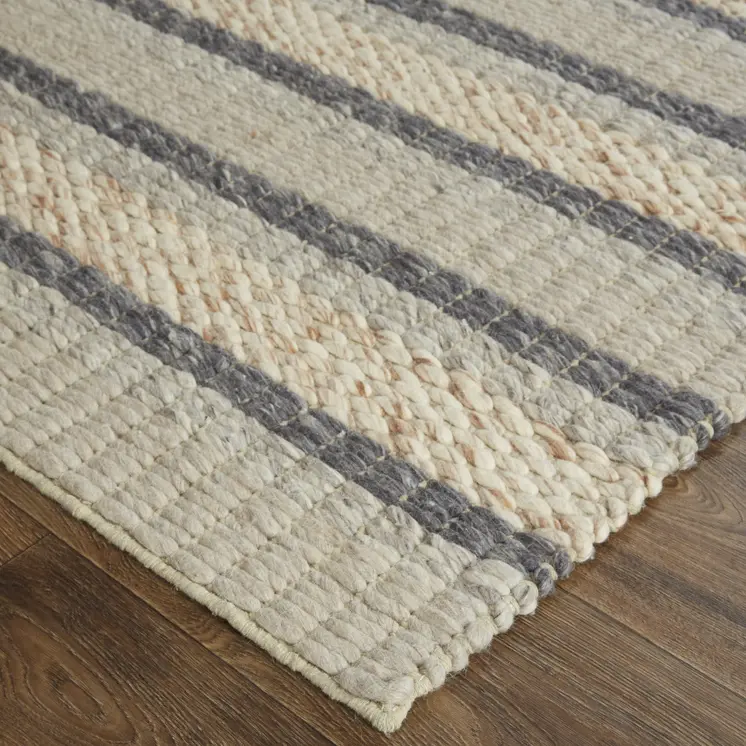 12' X 15' Gray and Ivory Wool Hand Woven Area Rug