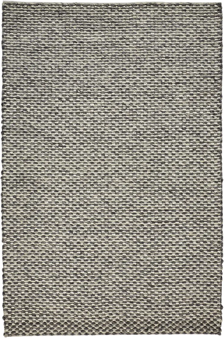 5' X 8' Gray and Ivory Wool Floral Hand Woven Area Rug