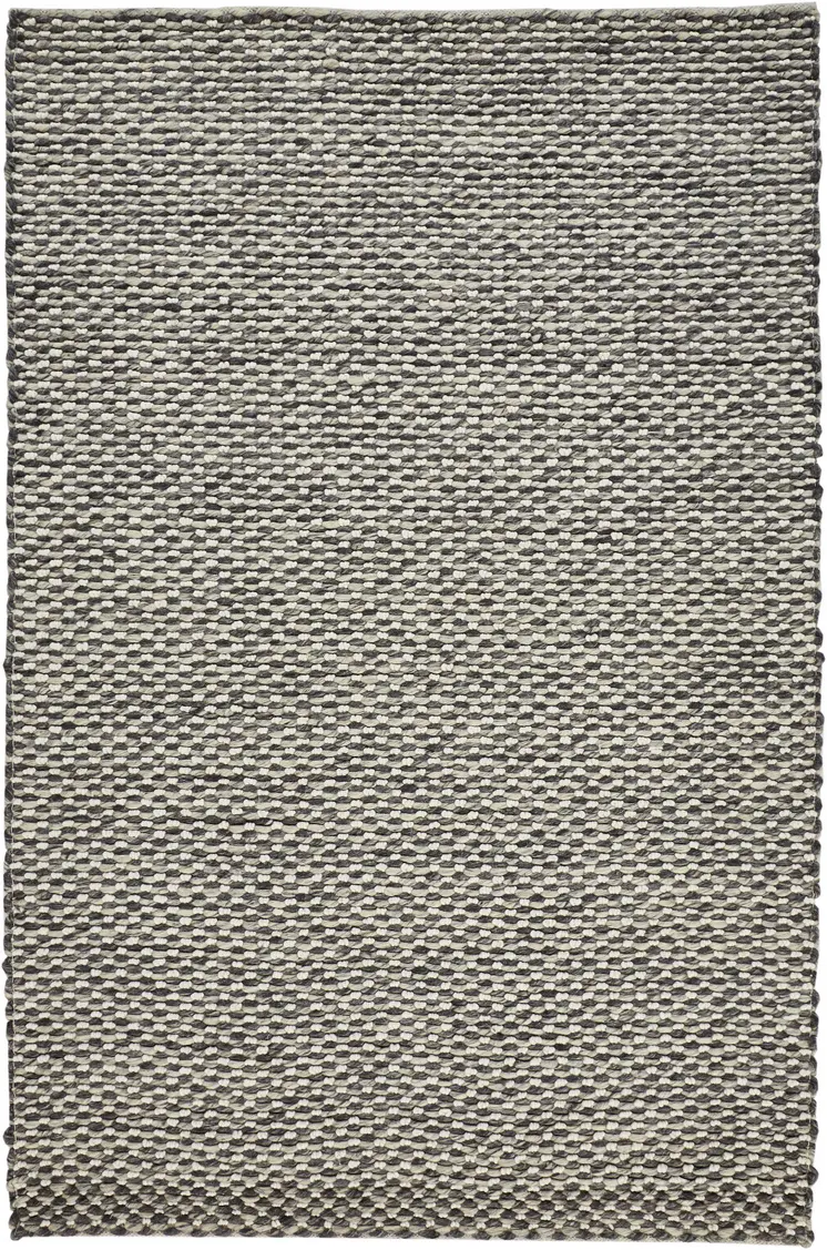 5' X 8' Gray and Ivory Wool Floral Hand Woven Area Rug