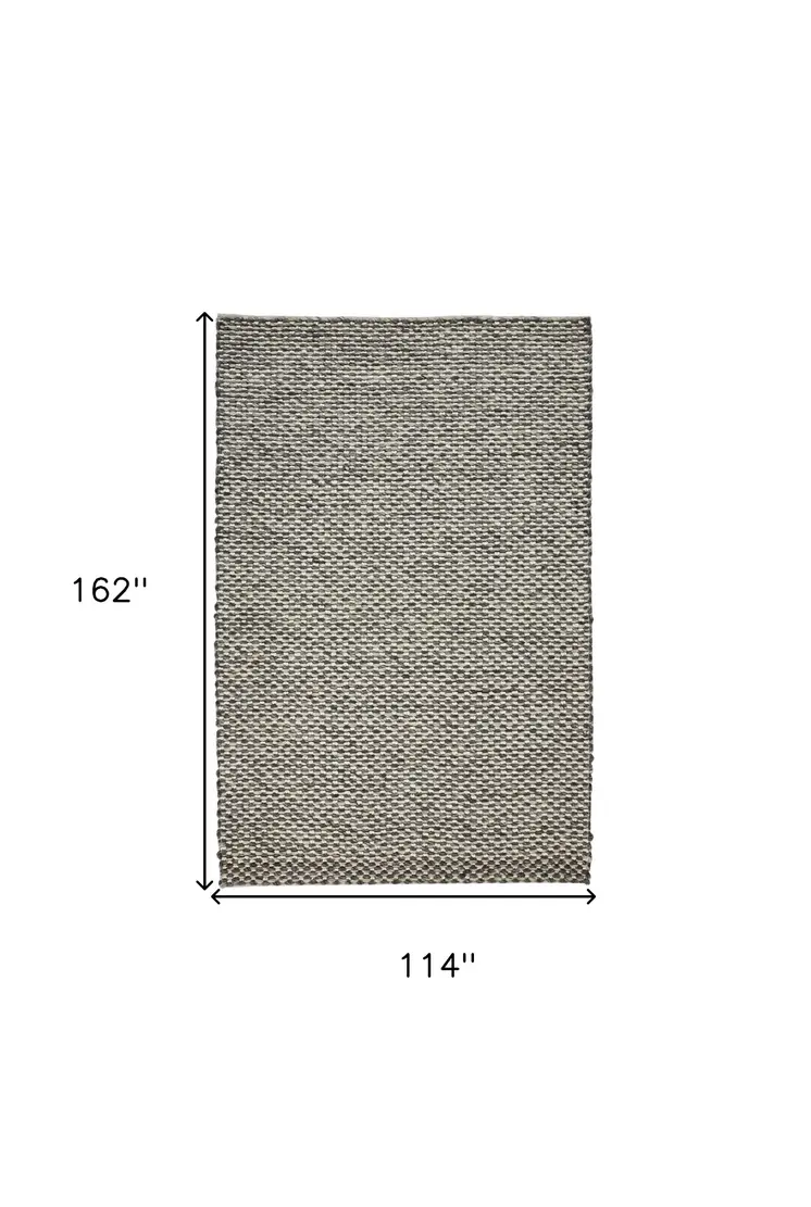 10' X 13' Gray and Ivory Wool Floral Hand Woven Area Rug
