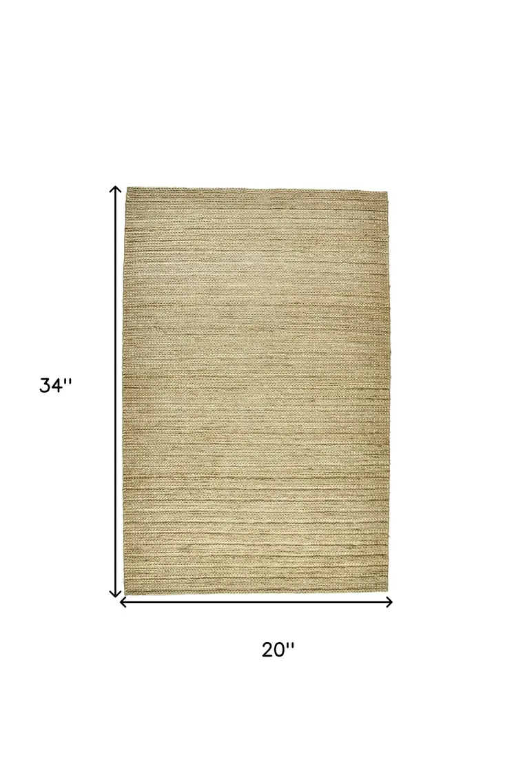 2' X 3' Tan Ivory And Taupe Hand Woven Area Rug