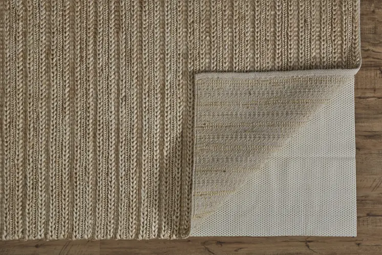 2' X 3' Tan Ivory And Taupe Hand Woven Area Rug