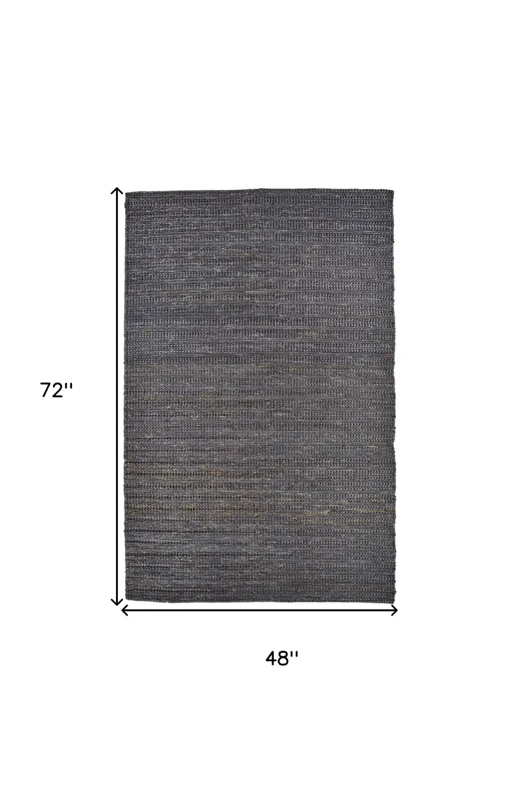 4' X 6' Brown Blue And Taupe Hand Woven Area Rug