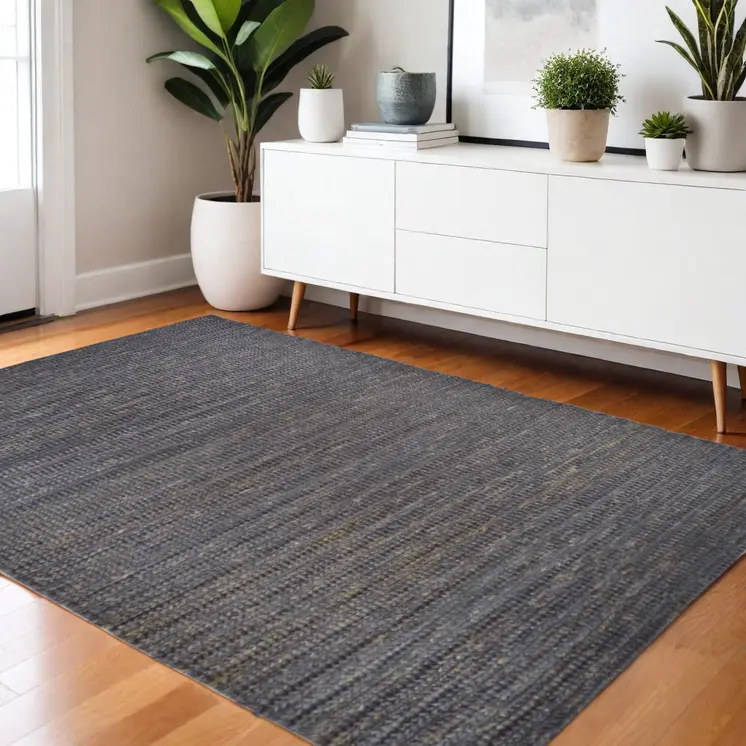4' X 6' Brown Blue And Taupe Hand Woven Area Rug