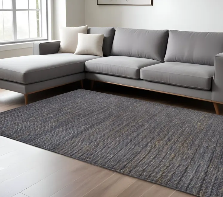 10' X 13' Brown Blue And Taupe Hand Woven Area Rug