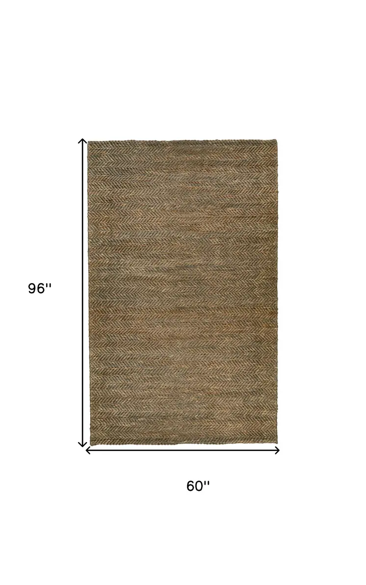 5' X 8' Brown And Gray Hand Woven Area Rug