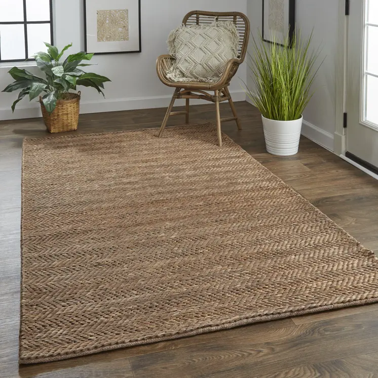 5' X 8' Brown And Gray Hand Woven Area Rug